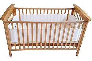 Airoya® Premium 4-Sided Breathable Cot Bumper, Double Layers for Extra-Padding, Free from Entanglement Risk Design, BS 1877 Safety Compliance, Airflow Safe 3D Mesh Crib Liner (White)