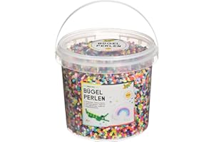 folia 73219 - Bügelperlen im Eimer, 30.000 Stück sortiert in 22 verschiedenen Farben, Durchmesser ca. 5 mm, tolle Ergänzung zu den Stiftplatten
