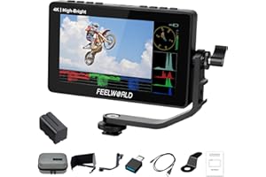 FEELWORLD F5PROX Kamera Field Monitor 5.5 Zoll 1600Nit Touchscreen 3D LUT 1920x1080 IPS 4K HDMI DSLR Camera Monitor mit F970 Akku Kameratasche Typ-C-Eingang