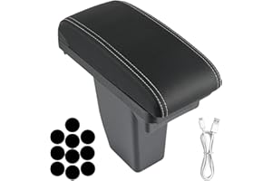 XUKEY Bracciolo in pelle nera, doppio strato, per console centrale, per 2008, con vano portaoggetti