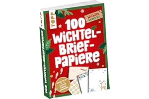 ‎TOPP TOPP Wichtelbriefpapiere: 100 Briefpapiere in 25 Designs mit integriertem Umschlag, 100 Siegelstickern und kurzer Anleitung