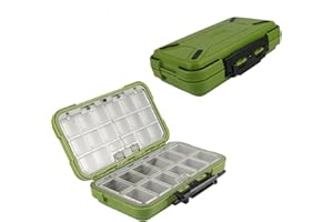 Goture Large Fishing Tacle Box, Fishing Lure Box, Swivels Hooks Baits Fishing Box for Tackle, Carp Sea Fishing Tackle Box, Green, 7.48 x 3.94 x 1.77 inches