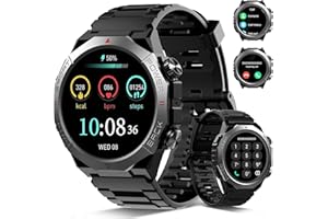 QECNATO Smartwatch Uomo Militare, 1.39" HD Orologio Smart watch con Chiamate Bluetooth, Tracker Attività con Sonno/Cardiofrequenzimetro, 110+ Modalità Sportive, IP68 Impermeabile per Android iOS, Nero