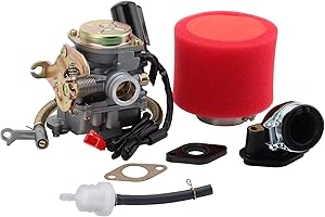 GOOFIT PD18 18mm Carburetor 40mm Air Filter Intake Manifold Replacement for 4 stroke GY6 49cc 50cc 139QMB 139QMA Mopeds Motor ATV Scooter