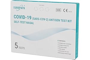 EUROPAPA 5x Tampone Test Rapido, Test Nasali Nuove Varianti 2024, per Uso Domestico, Risultato Rapido