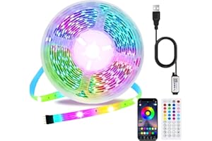 TK99SW TV LED Lights, 5m USB TV Backlights Lighting for 55-70 inch TV with Remote and APP Control Bluetooth Music Sync Color Changing RGB Led Strip Lights for Home TV Christmas Decoration
