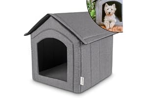 Petsona Caseta del Perro Perrera Plegable con Techo Desmontable Casa del Perro Cama Cueva del Gato Cama para Mascotas Tamaño XL, Gris