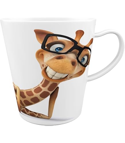 Giraffe Tasse Mit Tier-Motiv – Schwarz, Spülmaschinenfest, Beidseitig Bedruckt