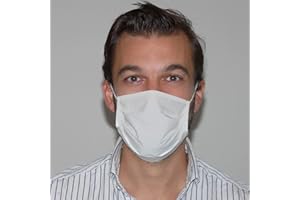 Skémata Mascherina in Cotone con speciale trattamento Antidroplets, Antibatterico, Lavabile e Riutilizzabile fino a 20 Volte - Confezione da 5, Bianco