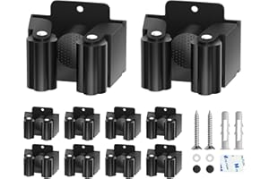 LATAWON 10 Pack Broom Holder Wall Mount, Mop Holder Wall Mounted, Stainless Steel Mop Hanger with Screws, Garden Tool Rack,Wall Mount Utility Rack for Kitchen, Home, Bathroom, Garage Storage(Black)