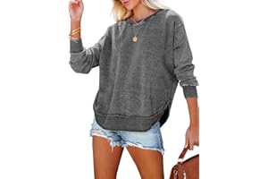 BLENCOT Sweatshirt Womens Solid Jumpers for Women Classic Crew Neck Long Sleeve Pullover Tops