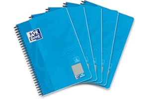 Oxford Touch Collegeblock B5 w kratkę z marginesem po lewej stronie, 80 arkuszy, niebieski, 5 sztuk