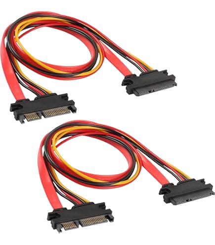 SATA3.0 22PIN (15 7) Data en Power Combo Extension Kabel-2 stuks, Serial ATA Mannelijke naar Vrouwelijke Verlengkabel Draad-1.5FT