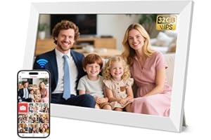 Hesmor Marco de Fotos Digital de 10,1'' WiFi Marco Fotos Digital HD 1280 x 800 IPS, Pantalla táctil IPS, Marco de Fotos electrónico con Memoria de 32GB, rotación automática, fácil Intercambio de