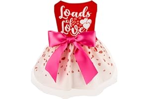 BOTEWO Robe pour chien : Robes de chiot avec beaucoup d'amour imprimé pour la Saint Valentin Robe d'été pour fête de Noël (grande taille, rouge)