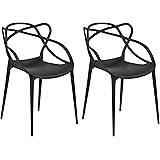 Totò Piccinni Sedie INFINITY in Polipropilene Moderne Design Impilabile (Nero, 2)