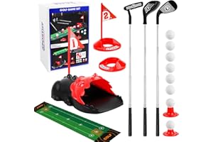 Yooyan Minigolf Set Spielzeug Für Kinder, Golf Spielzeug Set, mit 3 Skalierbarer Golfschläger, 8 Bällen und Putting Matte, Indoor und Outdoor Sportspielzeug, Mini Golf Spielset Kinderspiele Geschenk