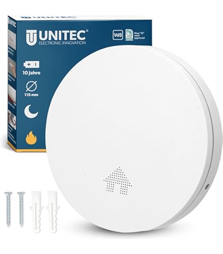 UniTEC Rauchwarnmelder Design (Durchmesser: 12,5 Cm, Höhe: 2,5 Mm, Alarmsignal
