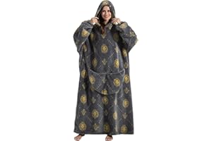 CHUANGMINGHANGQI Hooded Blanket Sweatshirt Oversized Pullover Damen Riesige Fronttasche Plüsch Tragbare Decke mit Ärmeln Verlängert Übergroße Decken Hoodie Warme Schlafanzug Sofadecke Kuscheldecke Flauschig