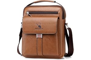 ANPTER Shoulder Bag for Men Messenger Bag PU Leather Crossbody Handbag Satchel Sling Chest Bags for School Travel Work Hiking Daily Use