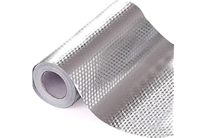 XINDEMEI Wasserdicht ölbeständig Hitzebeständig Selbstklebende Aluminiumfolie Wandaufkleber Küche Backsplash Tapete Herd Schrank Dekor Aufkleber (1 Meter, Gitter)
