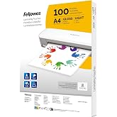 Fellowes A4 Laminating Pouches Pack of 100, Gloss Finish, Laminating Pouches for Home, School, Office, Suitable for Photos, P