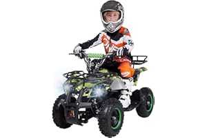 ‎ACTIONBIKES MOTORS Actionbikes Motors Kinder Quad Elektro ATV Torino | 𝟑𝟔 Volt 𝟭𝟬𝟬𝟬 Watt Motor bis 𝟐𝟒 km/h - Kinderquad - Pocket Quad - Safety Touch Fußschalter - Miniquad - Für Kinder ab 8 Jahren (Grün Polo)