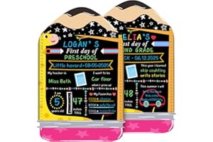 AUOQZ First Day of School Board Sign, Pencil Shape Reusable My First and Last Day at School Chalkboard Gifts Double-Sided Back to Kindergarten Blackboard Supplies (11.81 x 7.87 Inches