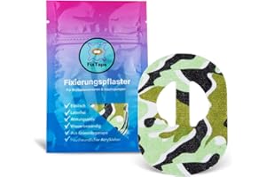 FixTape cinta transpirable para sensor Medtronic Enlite I Parche autoadhesivo cómodo para sensor de glucosa I Amigable con la piel e impermeable en diseños modernos I 7 piezas (Camuflaje Verde)
