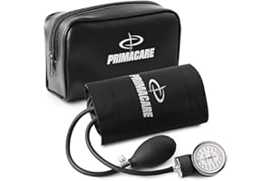 Primacare DS-9193 Classic Series Large Adult Size Professional Blood Pressure Kit with Aneroid Sphygmomanometer, Latex Free Inflation System BP Kit with Nylon Cuff, Black