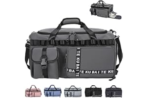 AUNGKWANG Reisetasche Damen Herren, 65L Wasserabweisende Sporttasche, Large Capacity Reise Tasche Gym Bag, mit Schuhfach und Nassfach, für Reisen, Fitness, Sport, Grau