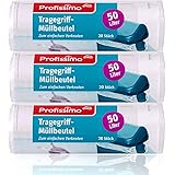 Profissimo Bärhandtag papperskorgar 50 L (paket med 60), 3-pack – rivbeständig och vätskesäker – (3 x 20 stycken)