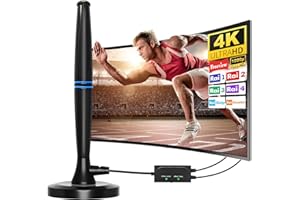 YOWREPU Antenna TV interna, Antenna per Smart TV con potente - Portabile Digitale Antenna TV di 380+ miglia Gamma 360° Ricezione del Segnale,antenna per HDTV 4K 1080P, cavo coassiale da 5 m incluso