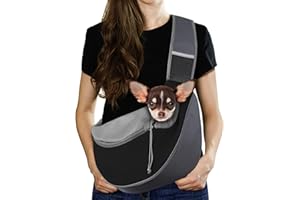 Pawaboo Bolso Bandolera para Perros, Bolsa Portátil para Mascotas con Correa Ajustable y Bolsillos, Bolsa de Mensajero Transpirable Cómoda con para Cachorros Gatitos, M, Gris Oscuro + Negro