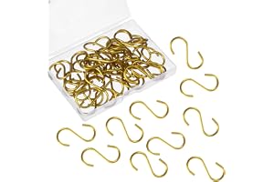 Larrel 40 stycken S-krokar, metallkrok 2 x 4 cm S metallkrokar (guld) | S metallkrok för upphängning S-metallkrok för kök, badrum, garderob, trädgård, kontor, garderob