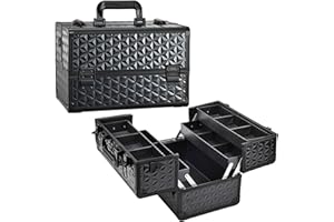 Kosmetikkoffer Schminkkoffer Make up Organizer Friseur Koffer Multikoffer Großer Friseurkoffer Leer Make up Koffer Abschließbare Beauty Case Nagelkoffer, Stilvolles Schwarz