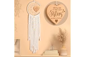 Johiux Sisters Gifts for Christmas from Sisters Brother, for Women Decoration Dream Catcher with Heart Pendant, Birthday Gift for Sister in Law, Soul Sisters, Boho Home Wall Windows Decor.