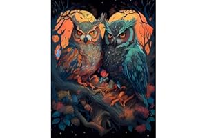 MOGTAA 5D Owl Diamond Painting Kits for Adults, Full Drill Owl Diamond Art Kits for Beginners, DIY Round Diamond Dots Animal Painting Craft for Home Art Decor 30x40cm