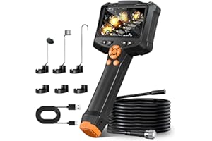 Camera endoscopique, blayram Écran IPS 4,3'' Caméra Endoscope Portatif,Endoscope Camera 1080P 8MM, Camera Inspection Canalisation Étanche IP67 avec Lumière, Câble Semi-Rigide de 5M, Gadgets