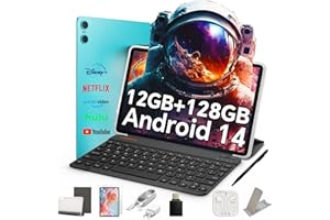 TECLAST P30 Tablet 10 Pulgadas Tablets Android 14, 2GHz Octa-Core, 12GB RAM 128GB ROM(TF 3TB), Widevine L1/GPS/OTG/6000mAh/BT5, Tablet con Teclado+Funda+3.5mm Auriculares, con 8 Accesorios-2025