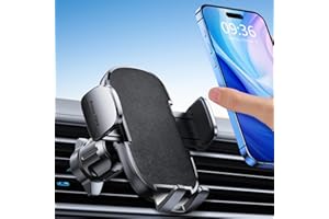 EOIWUY Soporte Movil Coche, [Gancho Estable Mejorado] Suporte Telemovel Carro del Aire Ventilación, Liberación de un Botón & 360° Rotación Sujeta Movils para Coche Compatible con iPhone, Galaxy y Más