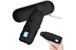 RUNMEIHE Travel Mini Umbrella with UPF50+ Protection, Small Folding 8 Ribs Compact Umbrella Windproof Strong with Storage Case, Sun Rain Lightweight Portable Pocket UV Umbrella Suitable for Girls Women Purse