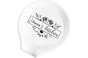 YTNONT Ceramic Spoon Rest for Kitchen Stove Top Counter, Funny Nana's Kitchen White Spoon Holders for Chef, Nana, Grandma, Grandmother Cute Kitchen Gift (Nana's Kitchen Flower)