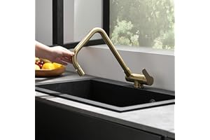 SJQKA Złota bateria kuchenna, kran do zlewu kuchennego stal nierdzewna 304 bezołowiowy obrót o 360 stopni wysoki łuk jednouchwytowy bar łazienka mieszacz kran, złoty