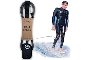 Ho Stevie! Surfboard Calf Leash for Longboards – Strong, Light, Tangle-Free, Comfortable Leg Cuff with Key Pocket - 9/10/11 Feet
