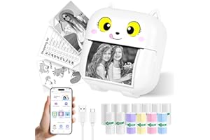Ambesty Mini drukarka, mobilna drukarka fotograficzna, przenośna mini drukarka fotograficzna, bezprzewodowa drukarka fotograficzna z 13 rolkami, do smartfona, drukarka Bluetooth, pomoc w nauce,