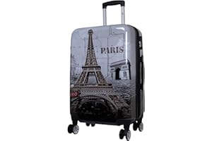 Trendyshop365 Bedruckter Hartschalen Trolley City-Koffer - Paris mit Eiffelturm - 67 Zentimeter 66 Liter 4 Rollen
