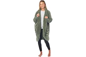 Daisy Dreamer Womens Cardi Gown Robe Ladies BathRobe House Coat Comfort Dressing Gowns Overcoat Long Sleeve Robes Warm Cosy Loungewear with Pockets