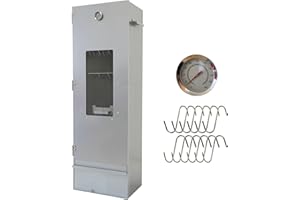 EUROCATCH Fumoir à disque - Poisson et viande - Bois/gaz/électrique - Durable - Avec fenêtre de visualisation - Avec thermomètre, crochet de fumée grille de pêche (hauteur 120cm)