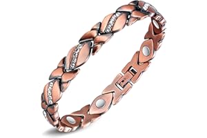 Jeracol Lymphatic Drainage Magnetic Bracelet for Women - 99% Solid Copper Bracelet with Ultra Strength Magnets,Adjustable Wristband with Removal Tool & Jewellry Gift Box